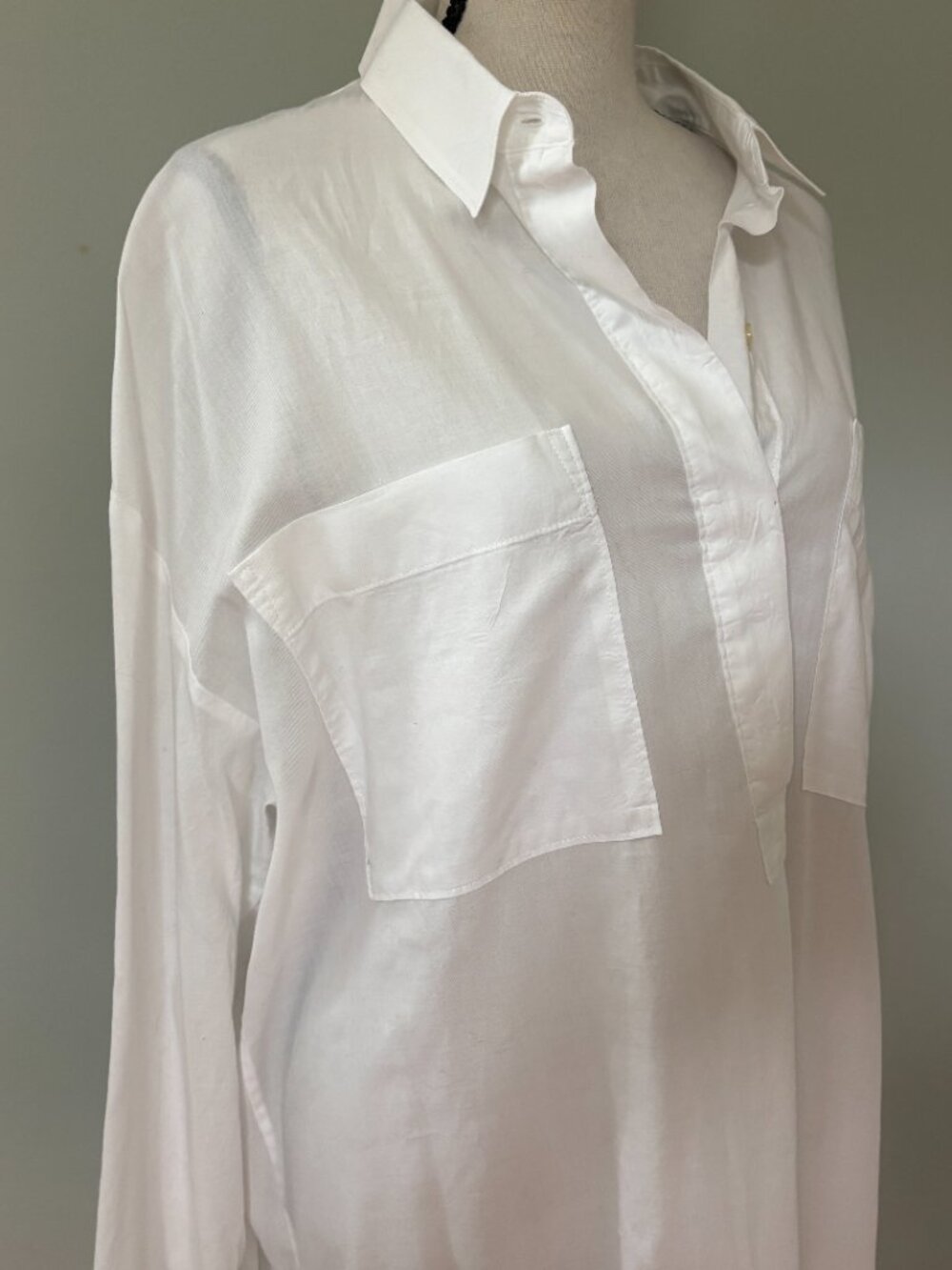 Banana Republic Heritage White Cotton Popover Tunic XL Like New - Picture 2 of 6